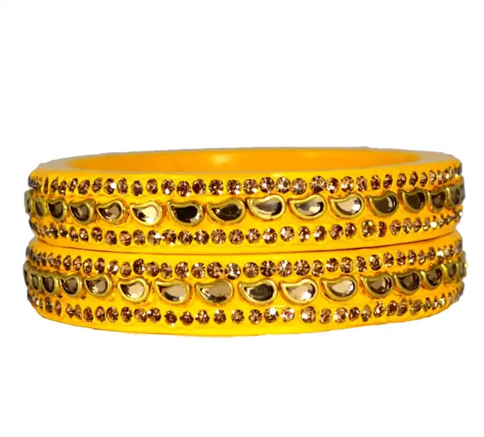 LAC BANGLES Lac Bangles Rajasthani YELLOW KADA Set