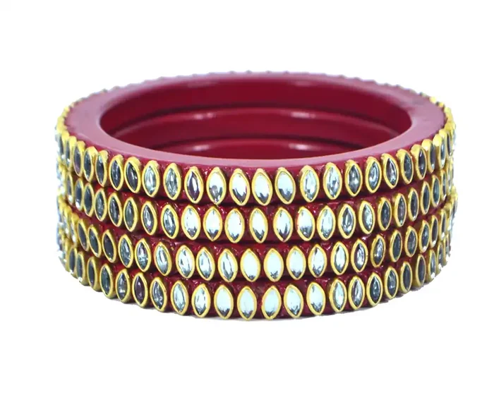 LAC BANGLES Lac Bangles Traditional Kundan Chudi Set