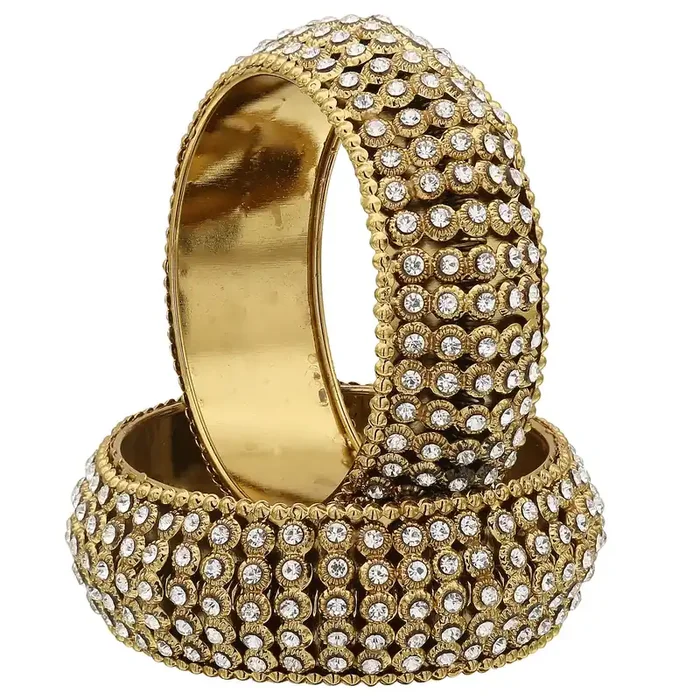 LAC BANGLES Traditional Royal Gold tone Kundan Bracelet Bangles for Girls & Women – set of 2 (Color variants Available)