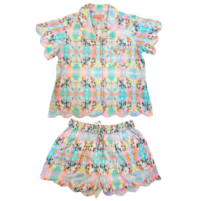 Laura Park Brooks Avenue Scalloped Short Pajama Set LARGE