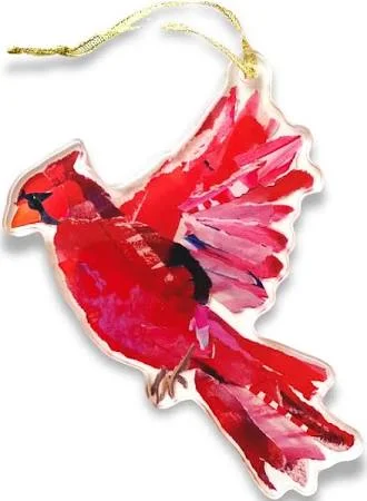 Lauren Dunn PRE-ORDER Cardinal In Flight Ornament ACRYLIC