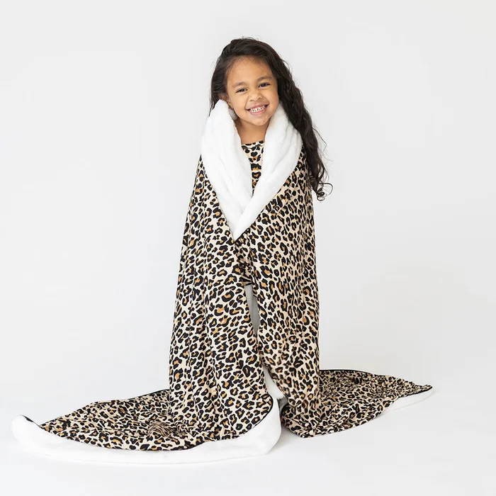 Leopard Brown Double-sided Plush Swaddle | Lana Leopard Tan