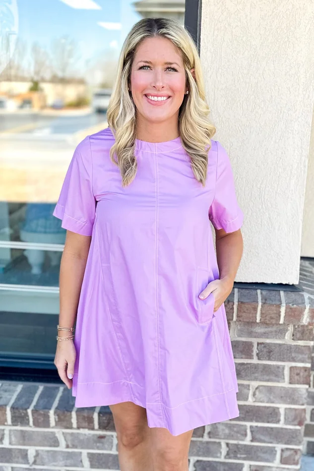 LILAC SHORT SLEEVE SHIFT DRESS
