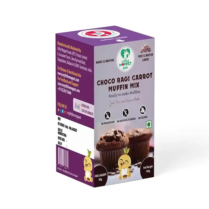 Little Moppet Foods Choco Ragi Carrot Muffin Mix – 240 grams