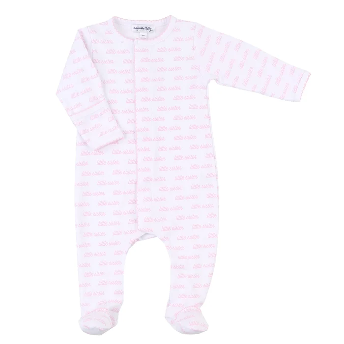 Little Sister Printed Footie: Pink / 12M