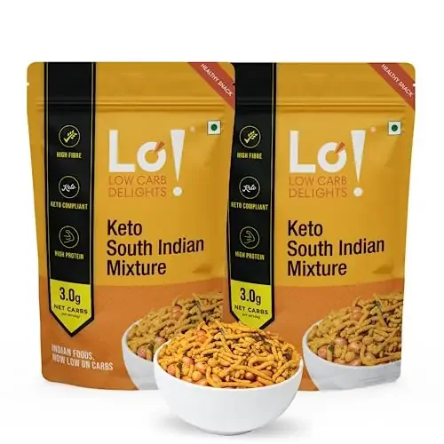 Lo! Foods – Keto South Indian Mixture (2 x 200g) 3g Net Carb Keto Snacks Tested for Keto Diet Low Carb Snacks Diet Snacks Food Keto Namkeen