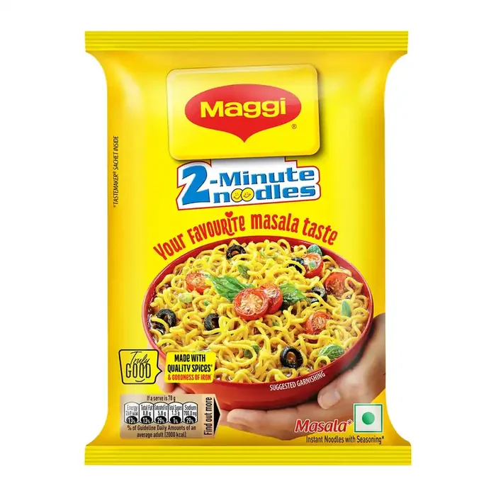 MAGGI 2-Minute Instant NoodlesMasala Noodles With Goodness Of IronMade With Choicest Quality SpicesFavourite Masala Taste 70 g Pouch.