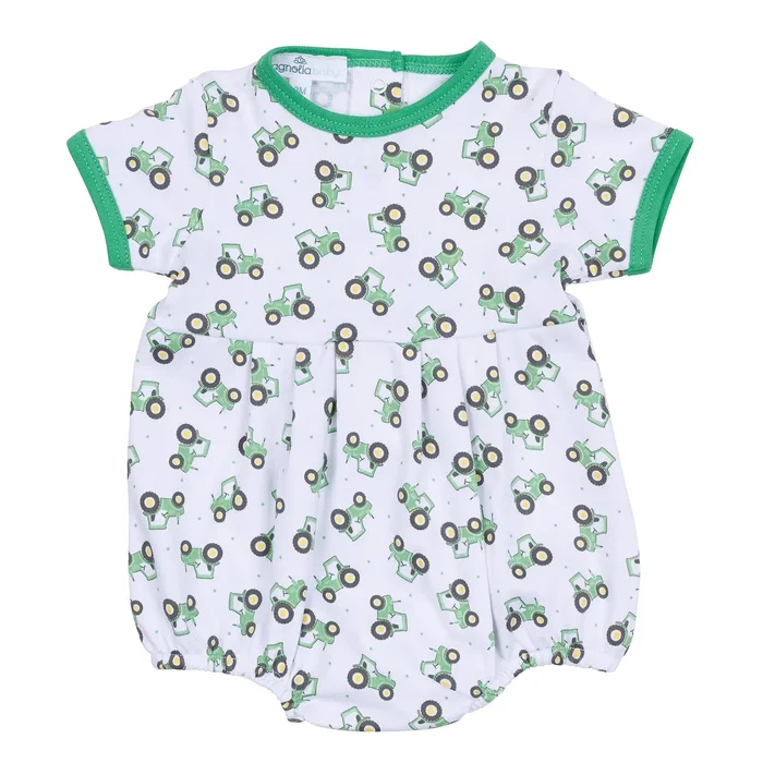 Magnolia Baby Lil’ Green Tractor Print Bubble
