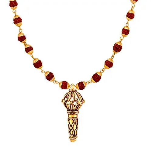 Mahi Lord Hanuman Gada Religious Pendant with 24 Inch Rudraksh Mala for Men (PAPS1101714PR)