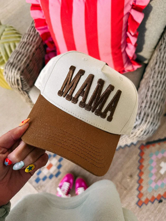 Mama Puff Trucker Hat – Cream/Brown