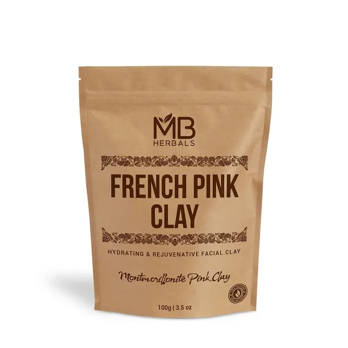 MB Herbals French Pink Clay Powder 100G For Face Packs, Face Scrubs & Soap Making Absorbs Excess oil from the skin