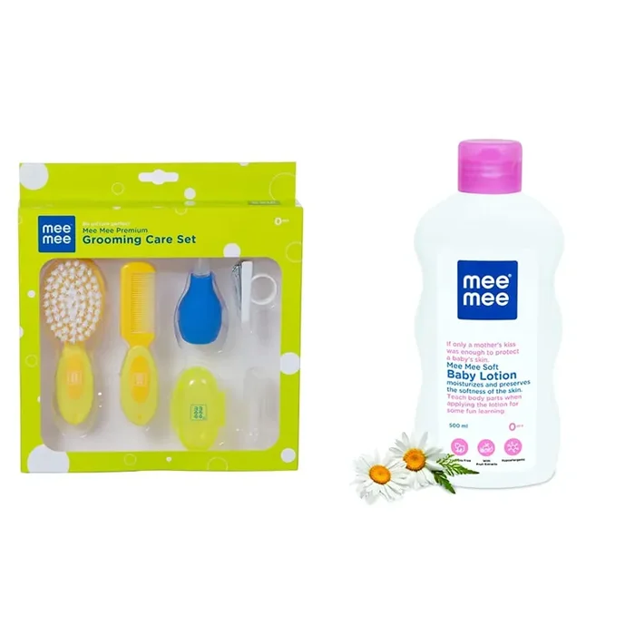 Mee Mee Baby Care Set (Grooming Set) and Baby Lotion, White (with Fruit Extracts- 500 Ml)