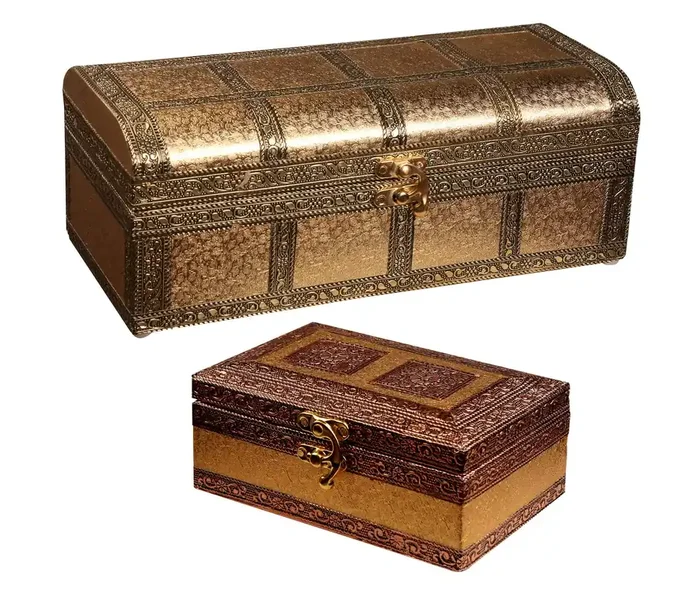 MEENAKARI ENAMEL PRODUCTS 5×11 Inches & 1 Pieces 6×4 Inches Handicraft Jewellery Box Wedding Box Meenakari Wooden Box Vanity Box. Jewellery Bangle Earrings Necklace Vanity Box (Gold)