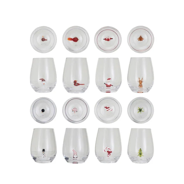 Merry Sips Stemless Wine Glass