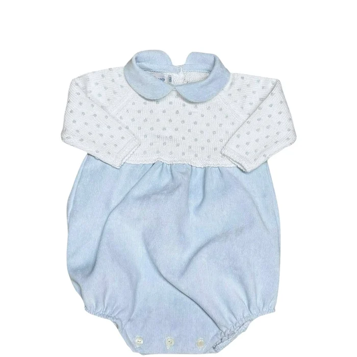 Mi Lucero Blue Collar Dot Corduroy Bubble