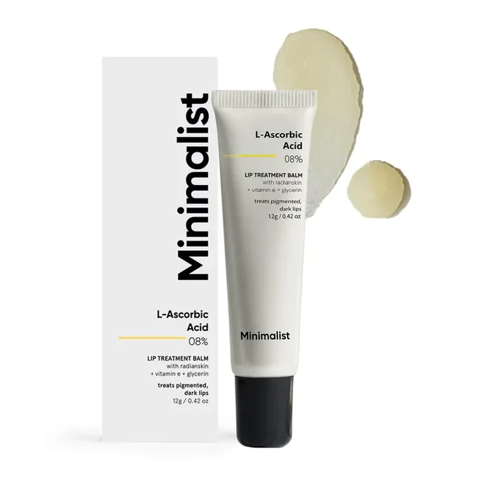 Minimalist 8% L-Ascorbic Acid Lip Treatment Balm with Vitamin E, Radianskin & Glycerine for Pigmented & Dark Lips For Women & Men 12 gm
