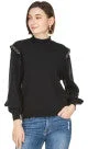 Mock Pearl Shoulder Sweater-Black