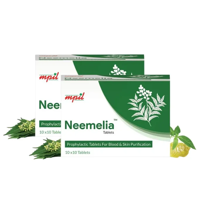 Mpil Neemelia skin care Tablets Pure Herbs for Skin Wellness Blood Purifier 100% Pure & Natural Helps to Promote Glowy & Shiny Skin Remove Imuprities 100 Tablets (Pack of 1)