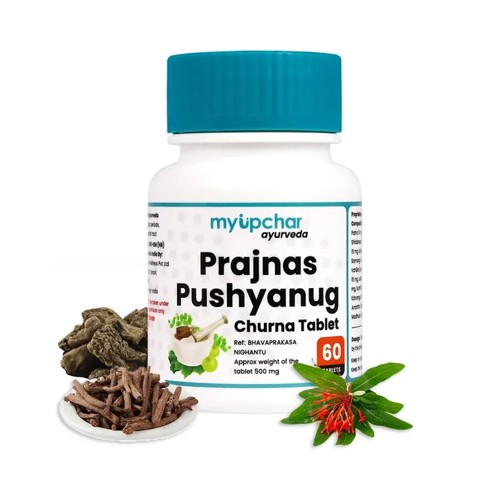 Myupchar Ayurveda Prajnas Pushyanug Churna Tabs. Women Health Supplements Extra Strength Formula For PCOD & PCOS Problems With Dhataki, Patha & Pashanbhed 60 Veg Tabs.