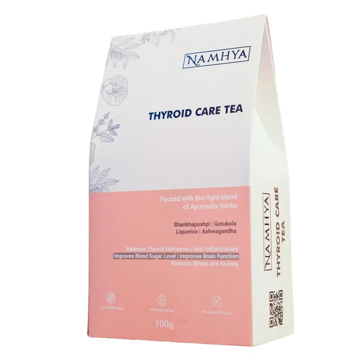Namhya Thyroid Care Tea for Hypothyroidism (100g) I Thyroid Support Tea with Ashwagandha & Gotukola I Relieves Stress Enhances Metabolism Controls Inflammation & Blood Sugar