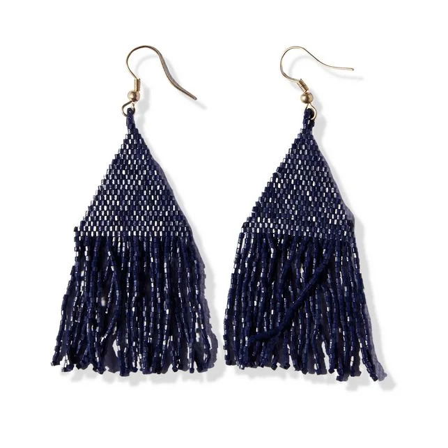 Navy Luxe Petite Fringe Earring