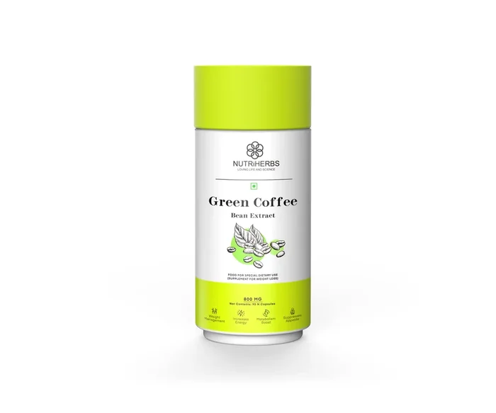 NUTRiHERBS Green Coffee Bean Extract Capsules – for Weight Management & Antioxidant Support – Chlorogenic Acid, Natural Metabolism Booster, Energy & Blood Sugar Support – For Men & Women (90 Capsules)