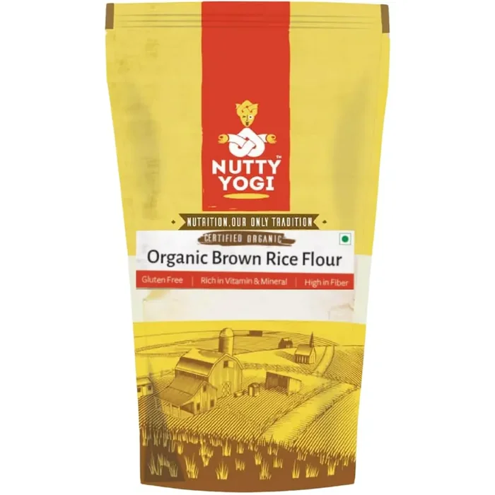 Nutty Yogi Certified Gluten Free Organic Brown Rice Flour Direct from Farm Fresh Vegan Unpolished Rice Healthy and Rich in Fiber – 400g (Pack of 1)
