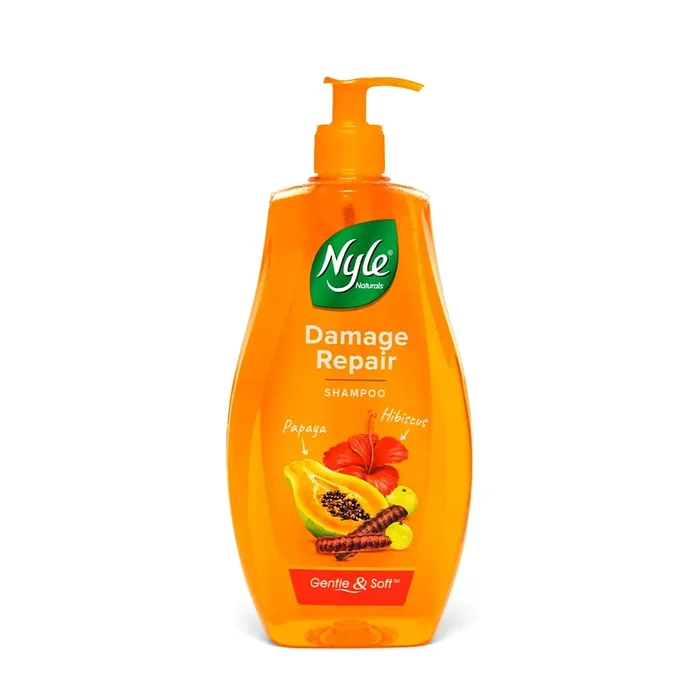 Nyle Naturals Damage Repair Shampoo 400 ml With Papaya, Hibiscus, & Shikakai PH Balanced & Paraben Free Gentle & Soft Shampoo For Women & Men