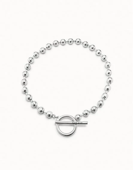On/Off Ball Chain Silver Necklace