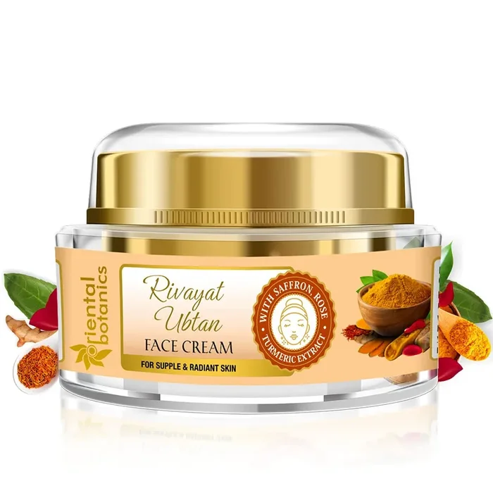 Oriental Botanics Rivayat Ubtan Face Cream, 50 g Infused with Traditional Ubtan Ingredients for Naturally Glowing & Nourished Skin No Parabens & Sulphates Cruelty Free & Vegan
