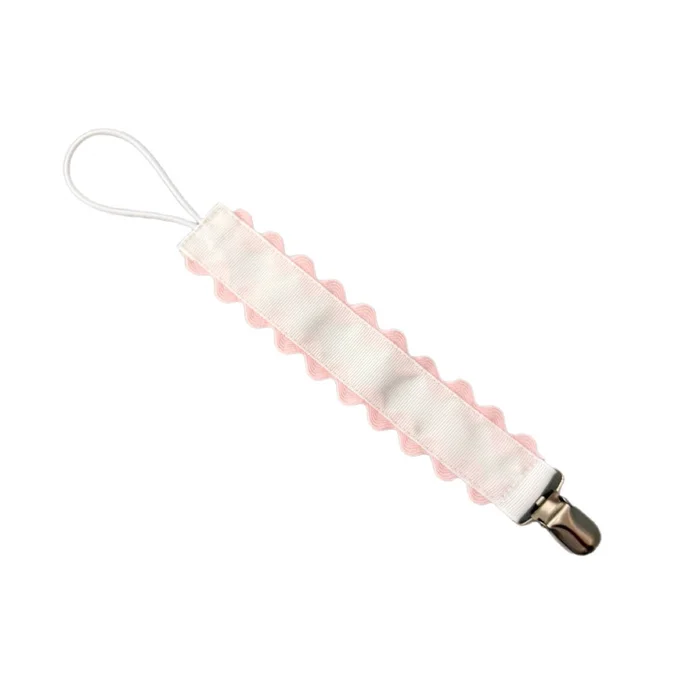 Paci Clip – Hampton James White with Pink