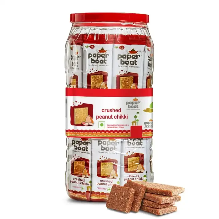 Paper Boat Crushed Peanut Chikki Jar No Added Preservatives and Colours Gajak Sweets Made with Jaggery Gazak (50 pieces 16g each)