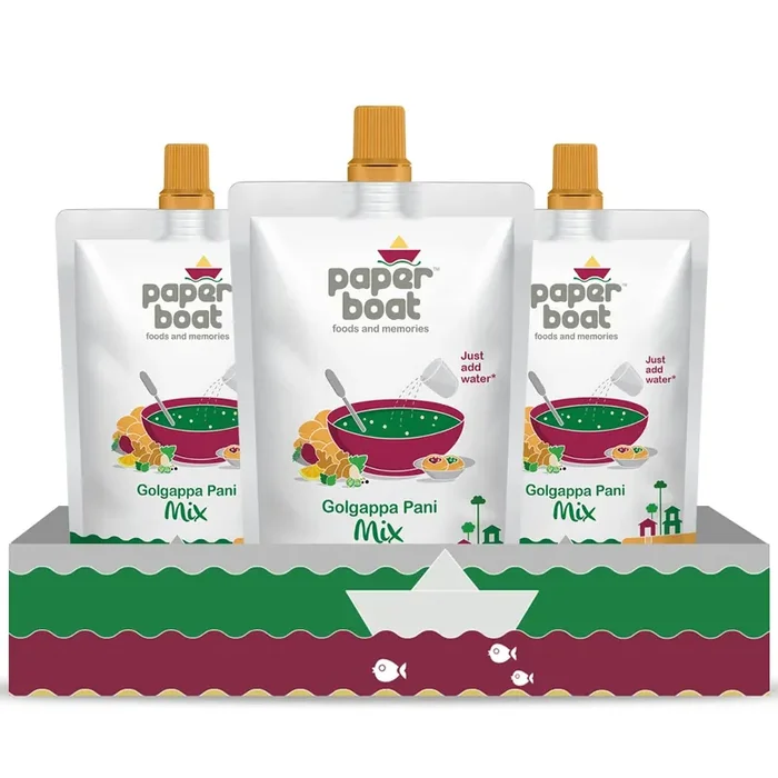 Paper Boat Golgappa Pani Mix Meetha and Teekha Concentrate Ready-to-Make Instant Mix Consume with Pani Puris No Added Colours Pouch 3 x 200 g