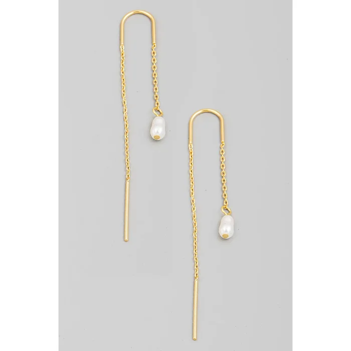 Pearl Bead Chain Threader Earrings