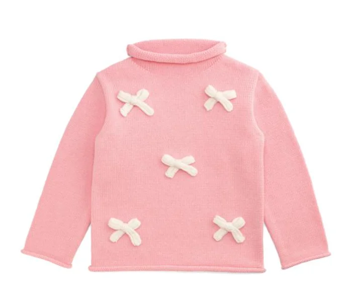 PINK BOW ROLLNECK SWEATER