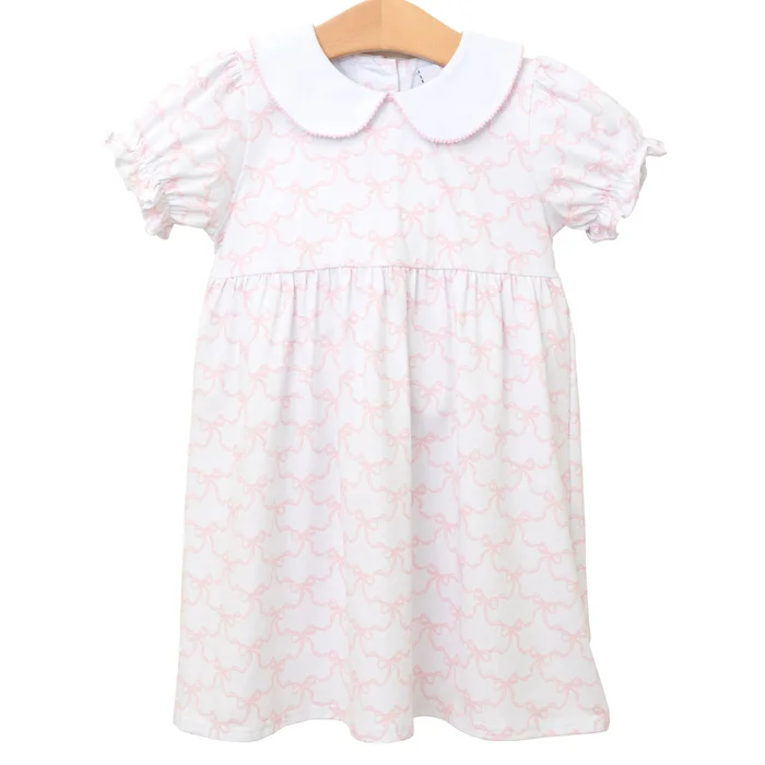 PINK TRELLIS BOW CHARLOTTE DRESS