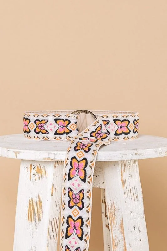 POL Embroidered Butterfly Adjustable Cloth Belt-BELT54