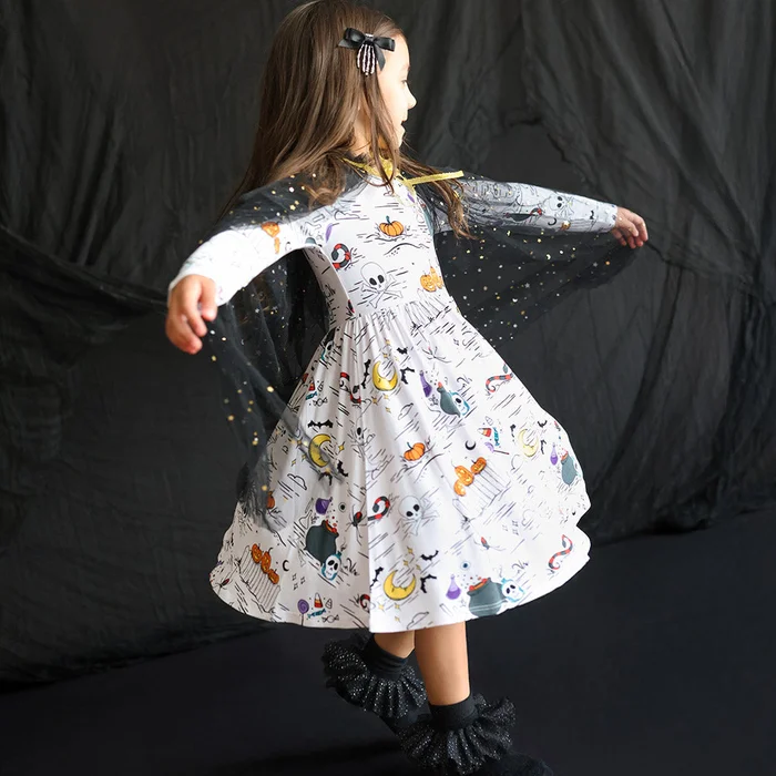 Posh-o-ween Beige Girl Toddler Twirl Dress | All Hallows Eve