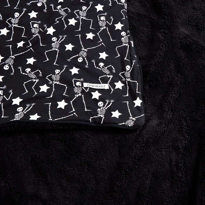 Posh-o-ween Black Double-sided Plush Swaddle | Funny Bones