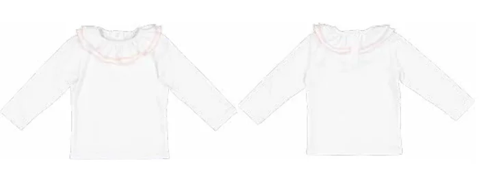PRE-ORDER Winter Wonderland Girl Ruffle Top w Pink Piping