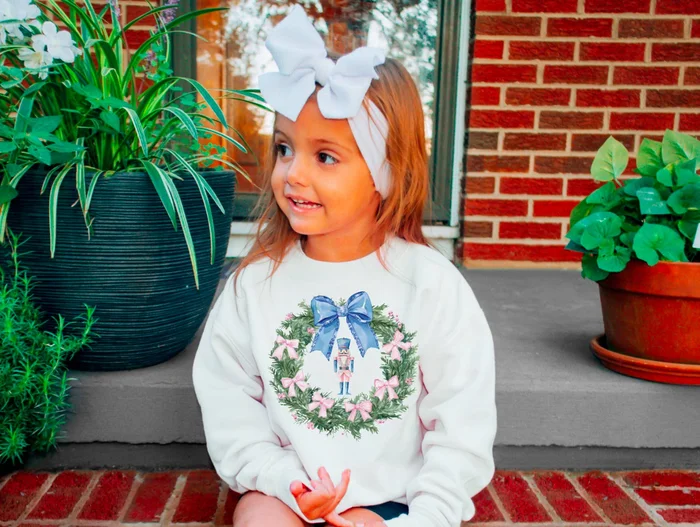 Preppy Chinoiserie Christmas Wreath Sweatshirt