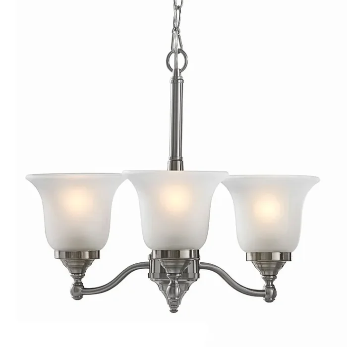 Project Source Roseall 3 -Light Brushed Nickel Traditional For Use in Bedrooms, Dining Rooms, Foyers, Kitchens, Living Rooms Chandelier