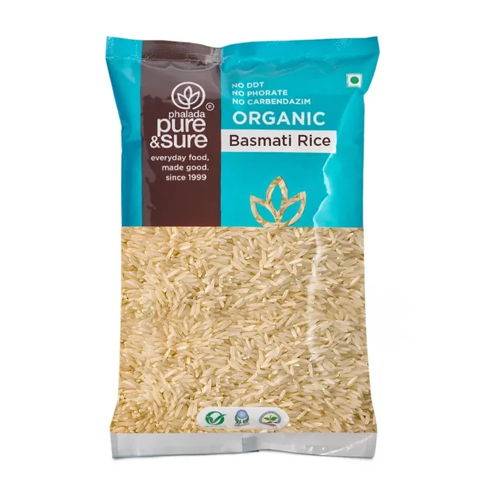 Pure & Sure Organic Basmati Rice 1Kg Everyday Use Long Grain Rice Gluten Free Naturally Aged, Rich in Taste & Aroma No Chemicals & No Pesticides