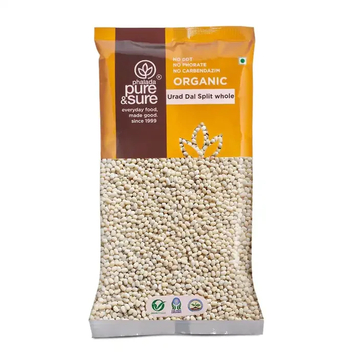Pure & Sure Organic White Urad Dal Whole 500gm 100% Natural Sabut Urad Certified Organic Rich in Protein, Iron & Fiber No Chemicals & Additives