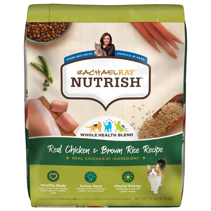 Rachael Ray Nutrish Real Chicken & Brown Rice Recipe, Dry Cat Food, 14 lb. Bag