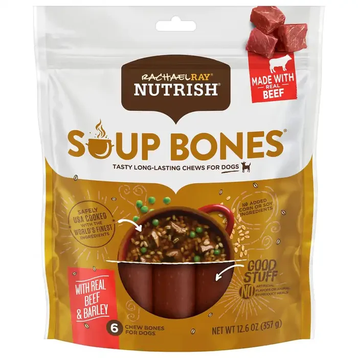 Rachael Ray Nutrish Soup Bones With Real Beef & Barley, 6 Dog Chews