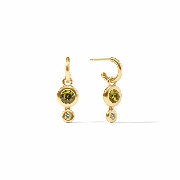 Rainbow Duo Hoop & Charm Earring- Gold- Palmetto Green- OS