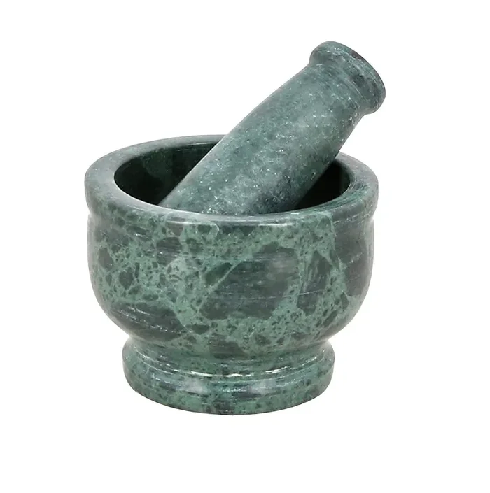 RAJASTHANI PUPPETS Green Marble Imam Dasta/Mortar and Pestle Set/Ohkli Musal/Kharal/Idi Kallu/Khal Musal/Khalbatta/Spice Grinder-4 Inches