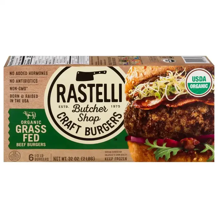 Rastelli Butcher Shop Craft Burgers Organic Grass Fed Beef Burgers 6 ea