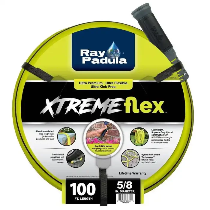 Ray Padula 100‘ XtremeFlex Hybrid Polymer Garden Hose Yellow/Black